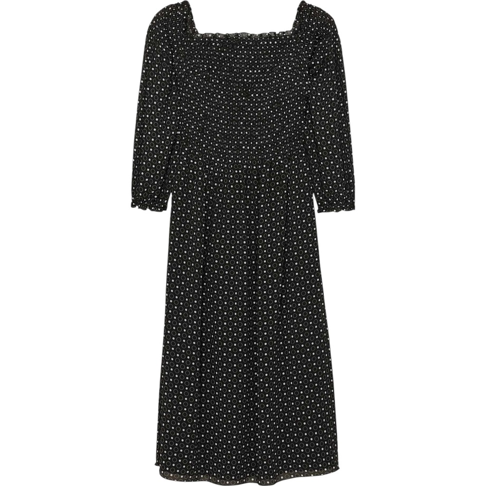 Wilfred Margaret Chiffon off the shoulder Midi Dress Black White Polka Dot XS - Picture 2 of 10